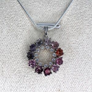Stunning natural multi colored spinel wreath pendant sterling silver